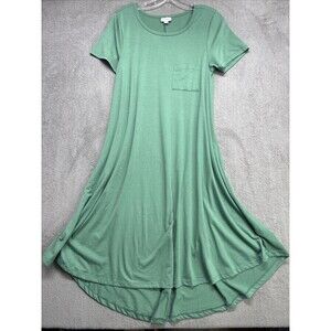 Lularoe Green Pocket Bust T-Shirt Shift Midi Dress Sz XS GUC